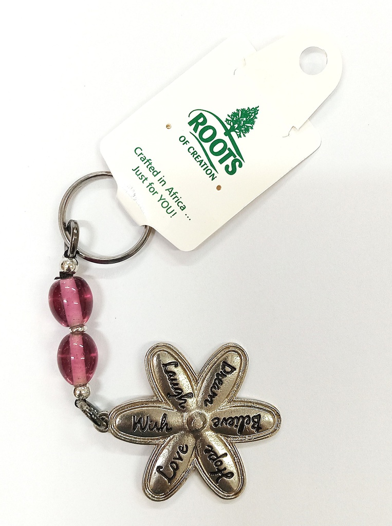 ROC Glass Bead Flower Keyring